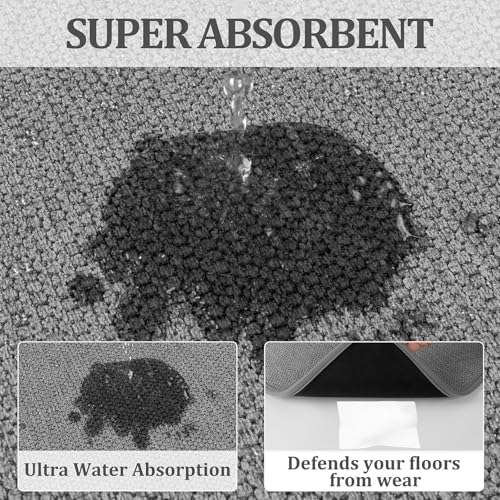 Pauwer Non Slip Kitchen Rugs, Machine Washable Soft Kitchen Mat, Light Grey - image 3