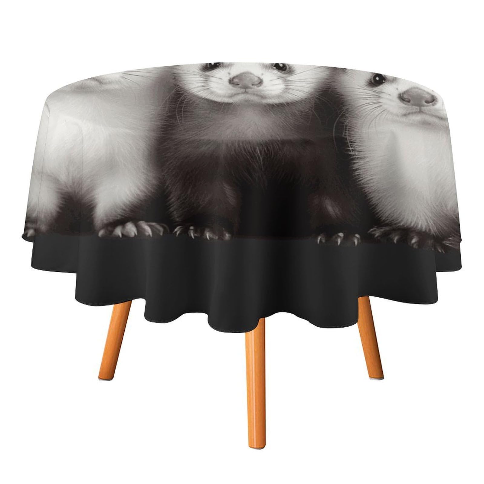 SMAZDFXX Ferrets Tablecloth 36x36in Round Table Cloth Durable Polyester, Washable Stain Resistant Table Cover for Indoor Outdoor (Picnic, Dining, Party)
