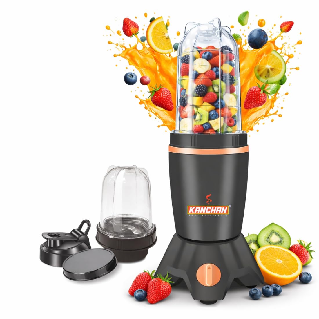 Kanchan Spark X 5000 Nutri Blender Mixer Grinder 500 Watt - Copper Motor Powerful Blender for Smoothies, Juices, Dry Masalas, Baby food - 2 Unbreakable Jars for Dry & Wet Grind and Blend,2 Yr Warranty-image-49