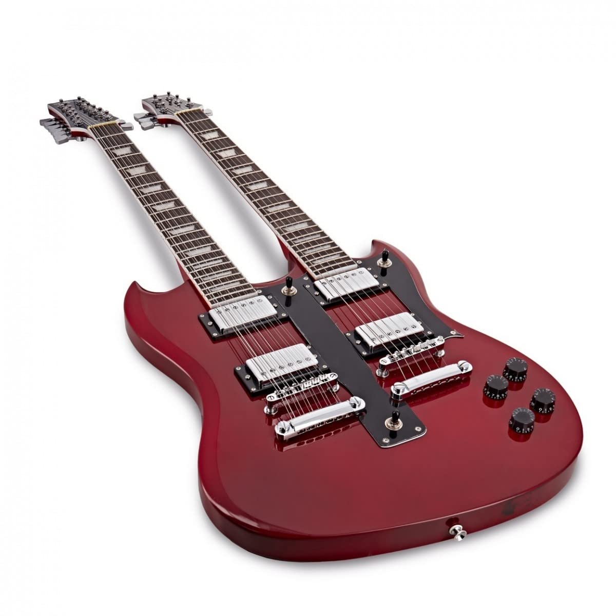 Gear4music Brooklyn chitarra elettrica a doppio manico con borsa da concerto