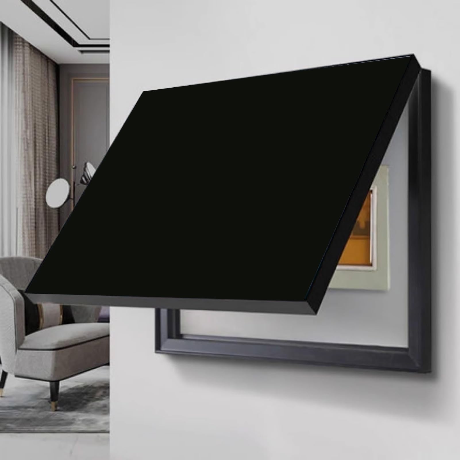 Copri Cassaforte a Muro Copertura Decorativa per Scatola Interruttori Nascosta per Homeline, Copertura per Contatore Elettrico da Esterno in Legno e PVC, Coperchio a Riba