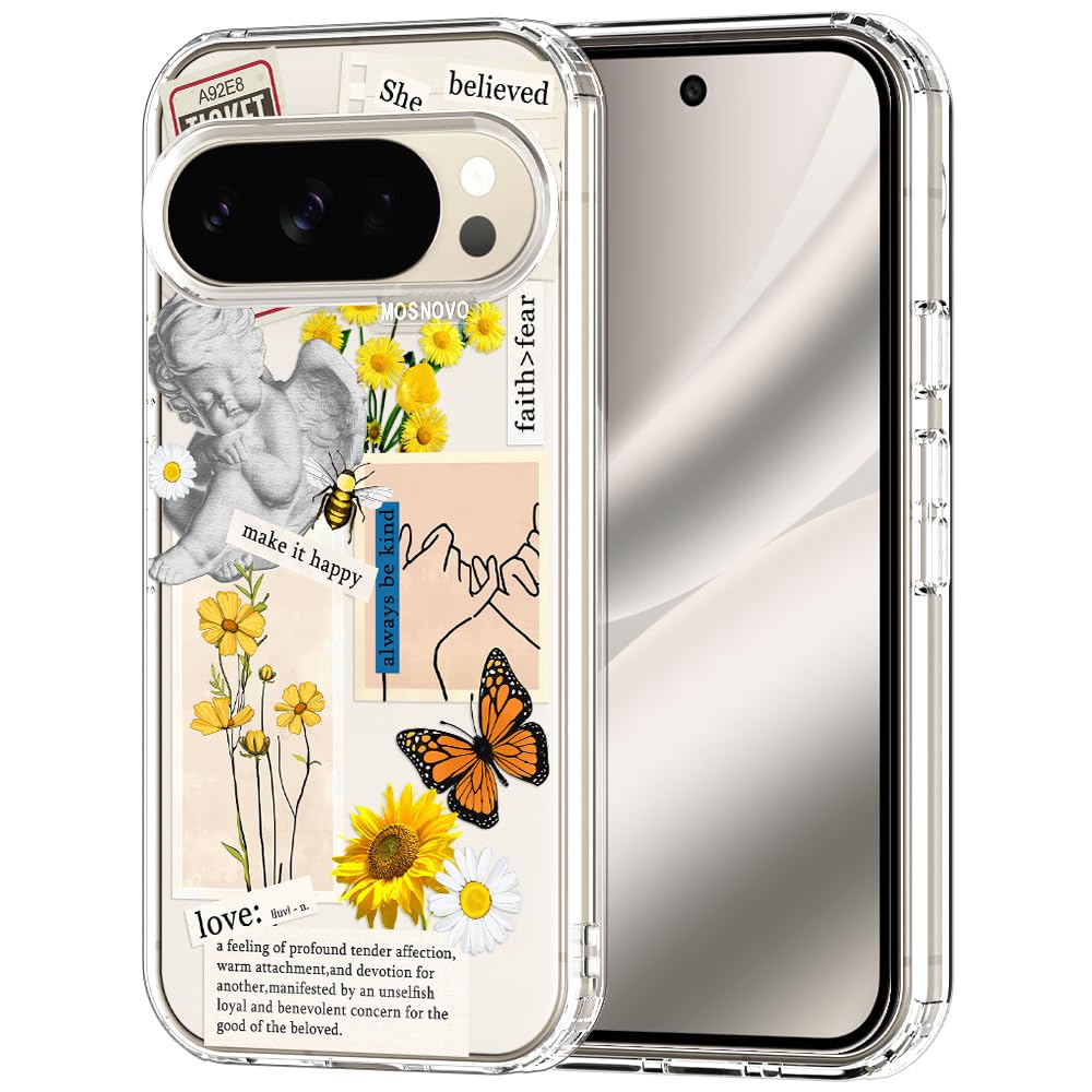 MOSNOVO Case for Google Pixel 9 & Pixel 9 Pro, [Buffertech 6.6ft Military-Grade Drop Protection] [Anti Peel Off Tech] Clear TPU Bumper Phone Case Cover Design - Great Wave — view 119