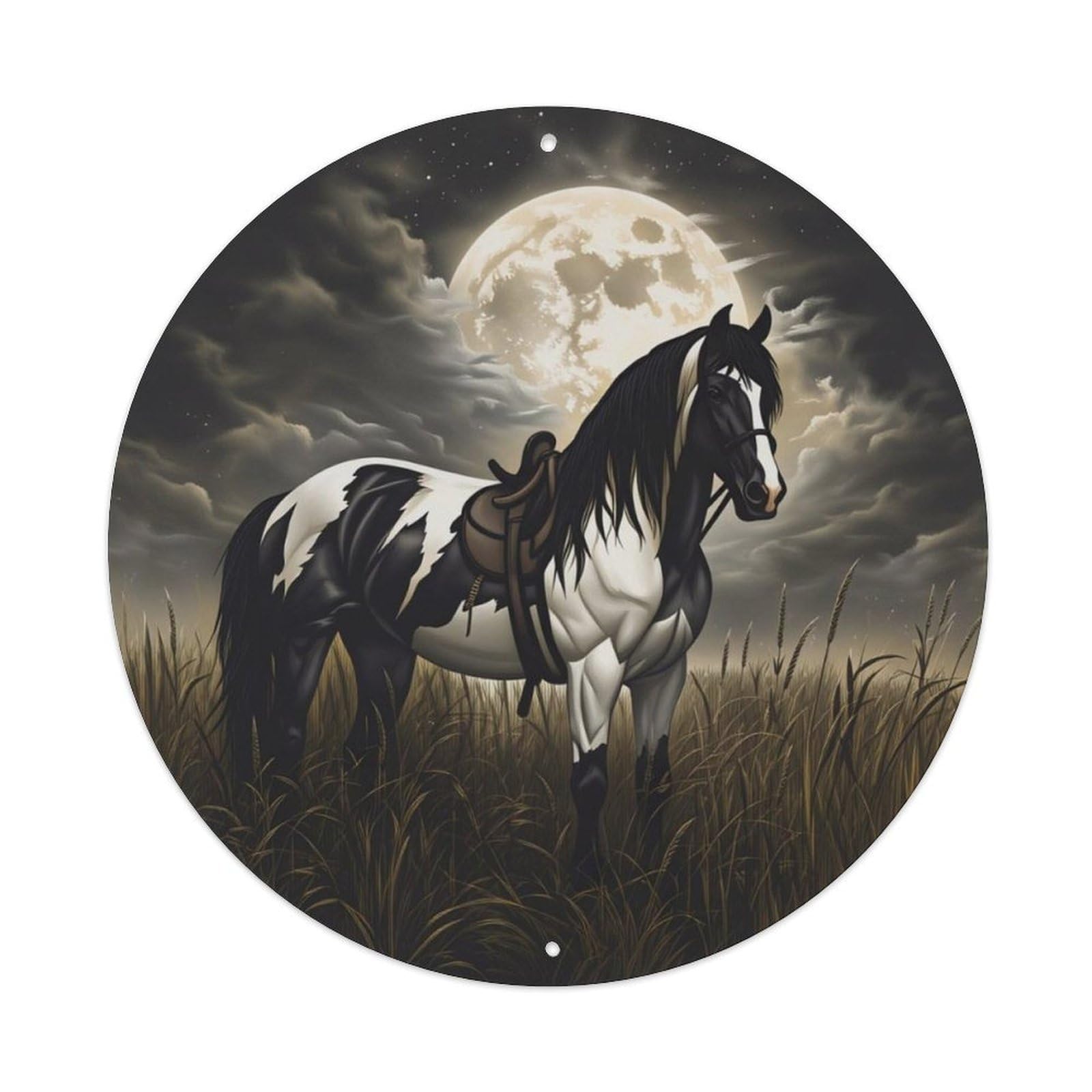 Ldfuieksufg Style Moonlight Pinto Horse Sign Vintage Aluminium Metal Sign, Retro Wall Decor For Home, Bar, Garage & Farmhouse 20X20cm