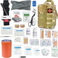 Kit de Primeiros Socorros Tático Militar, 156 Peças, Bolsa MOLLE com Torniquete, Kit de Emergência para Camping e Aventuras