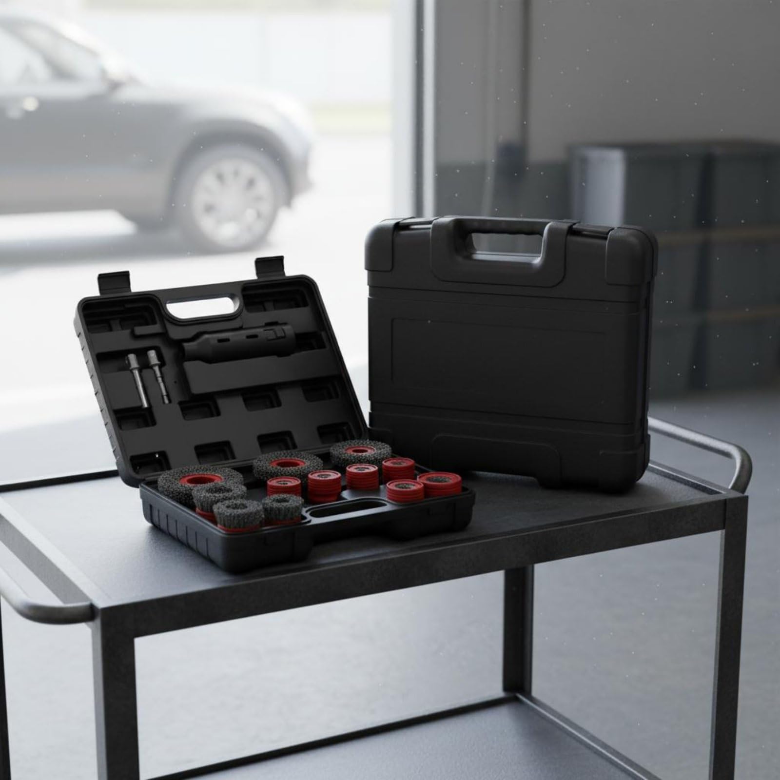 Spazzola per Pulizia Mozzo Ruota Spazzola Ruota Auto Spazzola Bulloni Strumento Versatile con Materiali Resistenti Adatta per Officina Manutenzione Veicoli Garage