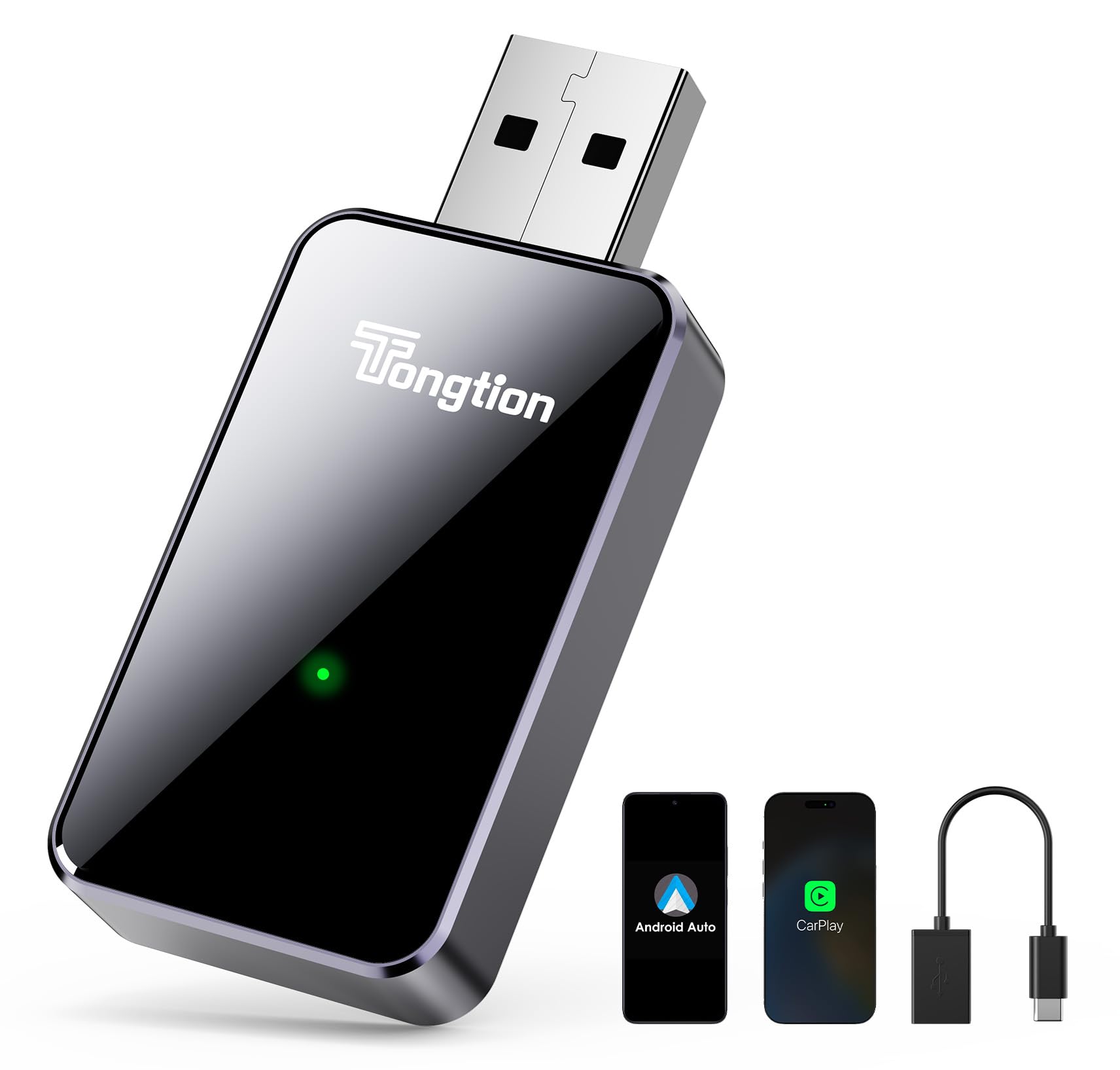 [2026 Upgrade] Wireless CarPlay Adapter für iPhone Android Auto – Plug & Play 5Ghz WiFi, Kabellos umrüsten, Universell für iPhone/Android (USB-C/A Anschlüsse)