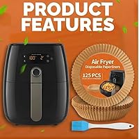 Vista 7 de Forros para freidora de aire, forro de papel pergamino desechable, insertos de cesta de freidora de aire, hojas de filtro (125, 8 pulgadas, redondas)