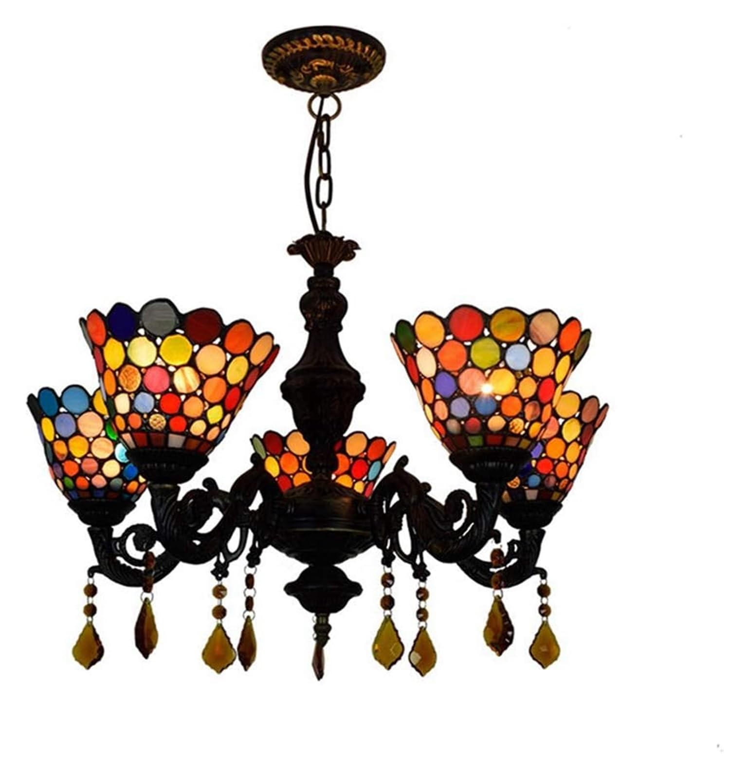 METTEOR Ceiling Lamp Ceiling Pendant Light Fixture British Classic Tiffany Stained Glass Pendant Lamp Bar Clubhouse Internet Cafe 5 Crystal Chandeli