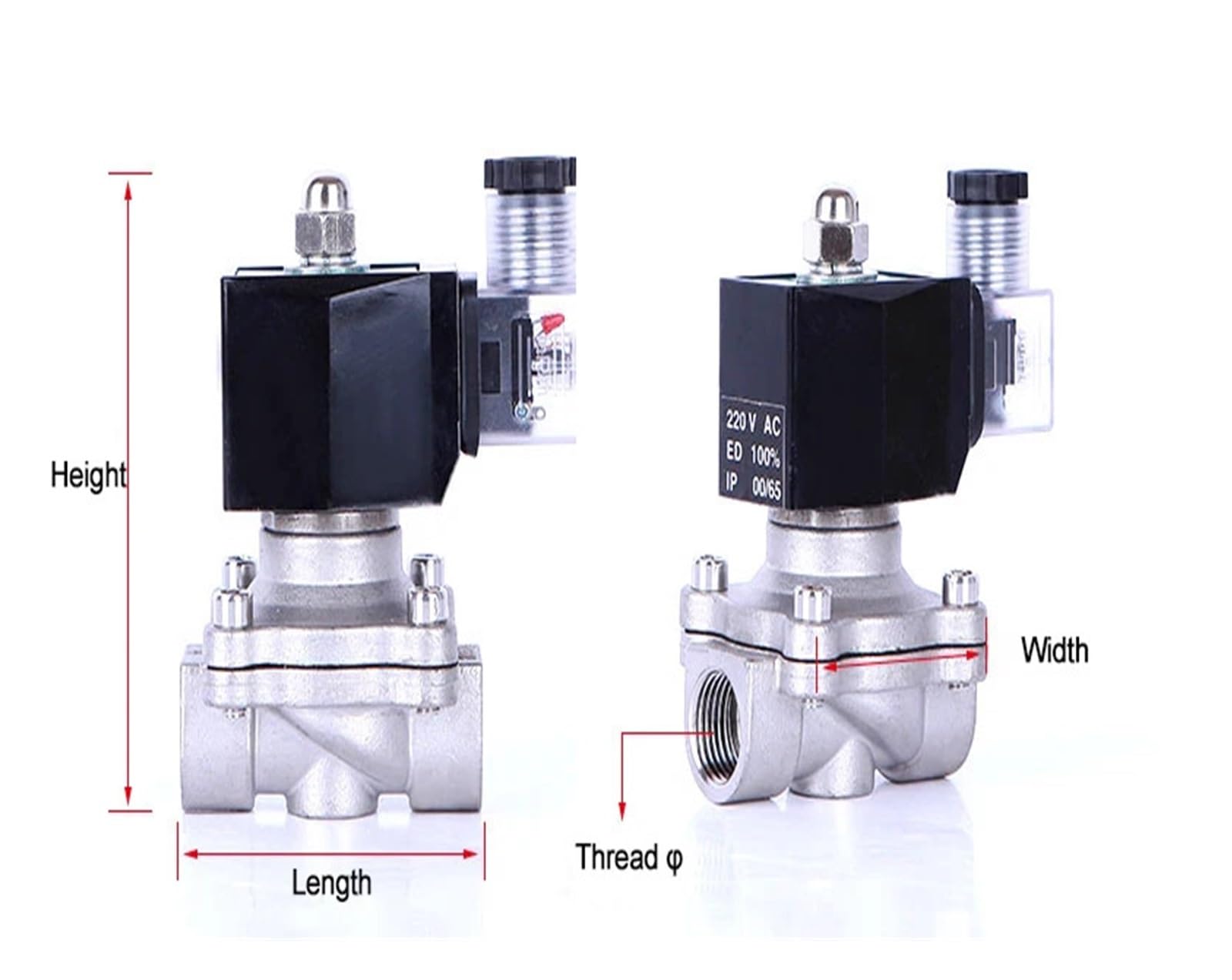 Válvula Solenoide eléctrica normalmente cerrada, 1/2 ", 3/4", 1 ", 2", agua, 24v, 230v, 24V, 12V, acero inoxidable, IP65, bobina DIN, alta temperatura Excelente sellado(1",EPDM-SEAL_24VDC)