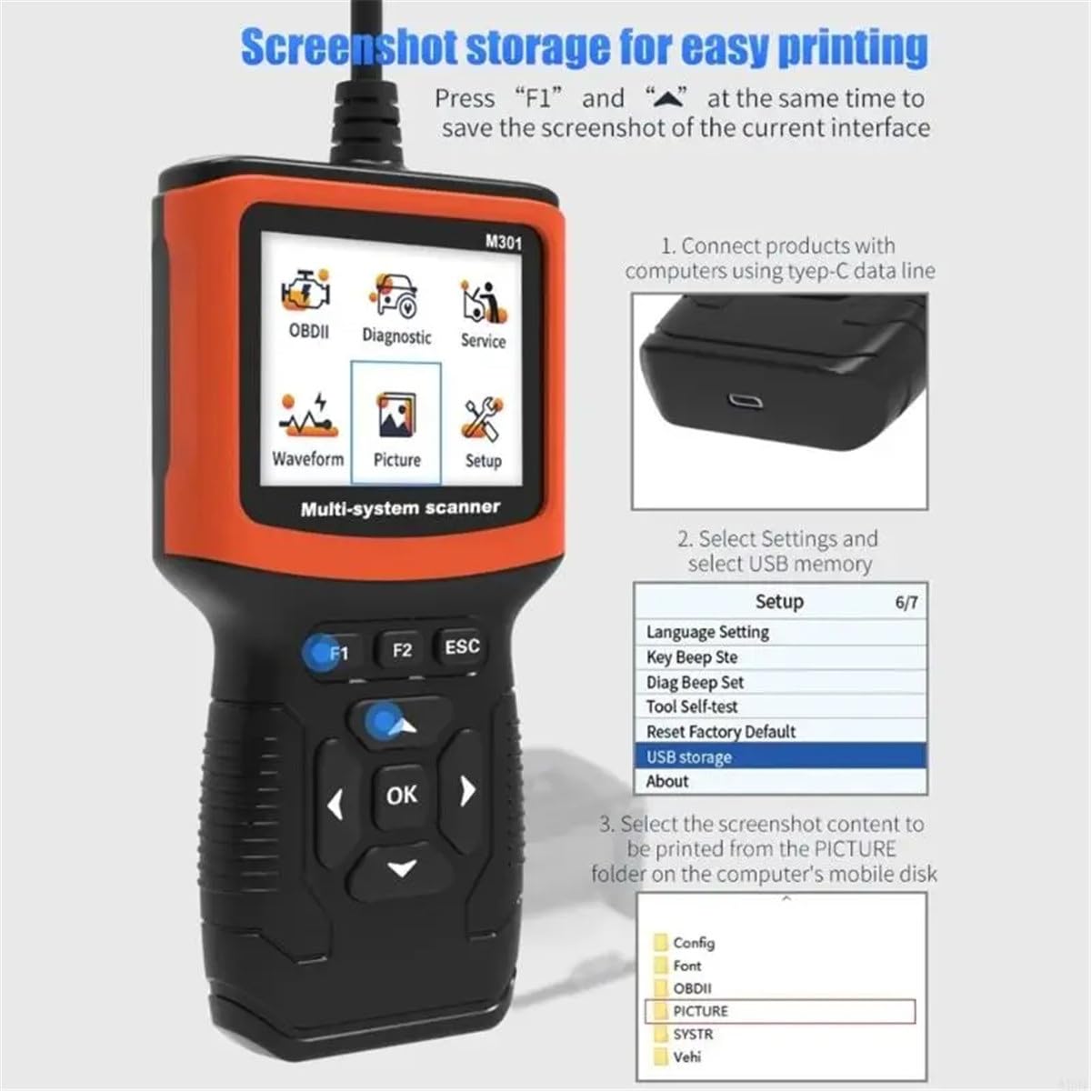M301 Automobile Diagnosi di Guasto Strumento Motore Tester OBD 2 Strumento di Rilevamento Codice Scheda di Lettura ABS Airbag