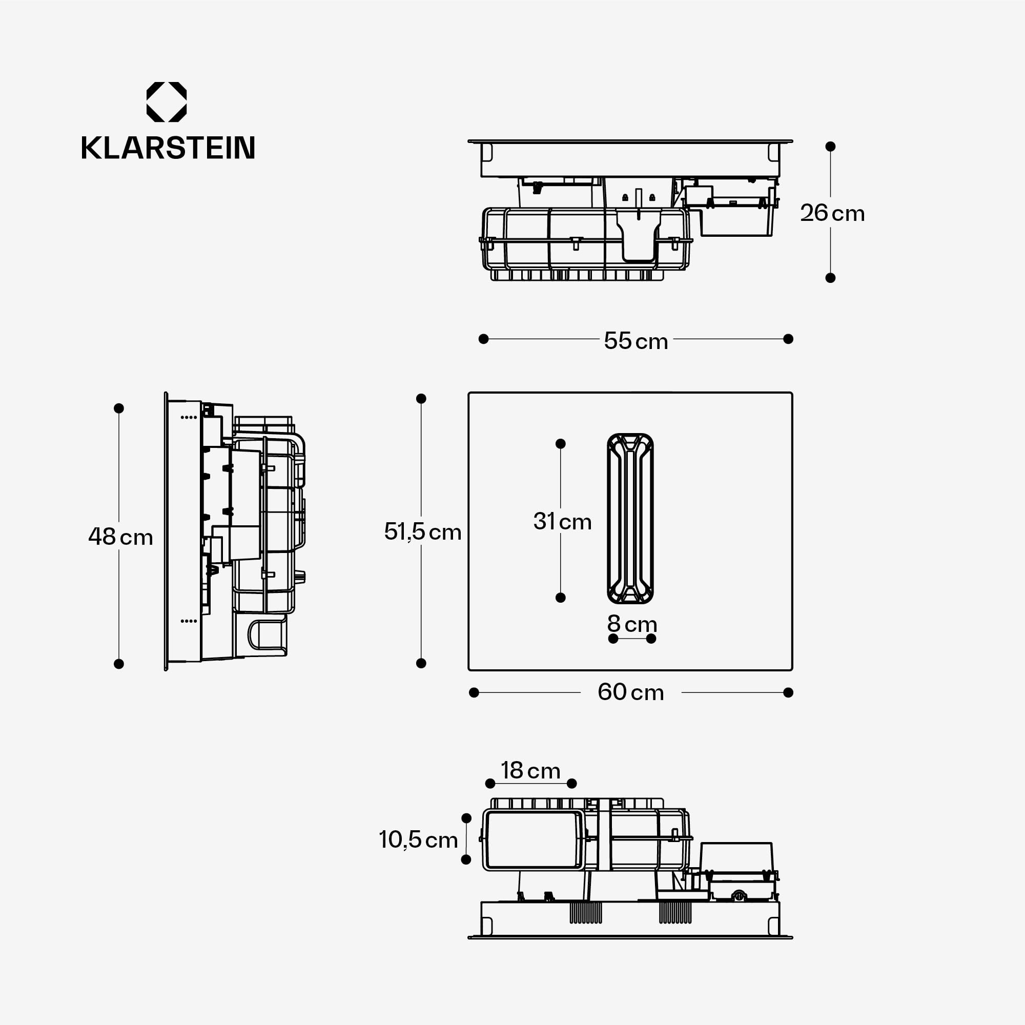 Klarstein AirJet Płyta indukcyjna z okapem - 12 kW, Boost 600 m³/h, Klasa energetyczna A+, 9 stopni, Cicha 52 dB, Panel dotykowy, Bridge-Connect, Filtr aluminiowy, Czarna