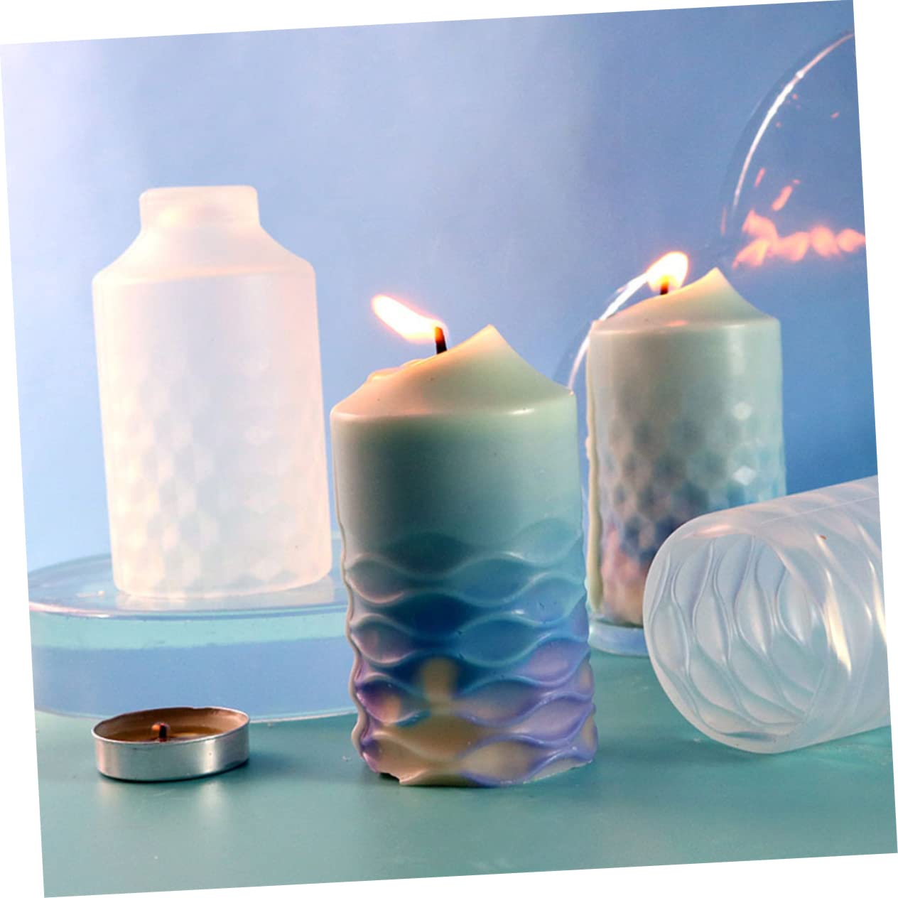 SHINEOFI 8 Juegos molde de silicona para velas moldes artesanales para velas moldes de cera para velas candle mold moldes de silicona para el hogar Moldes de vela de bricolaje gel de sílice