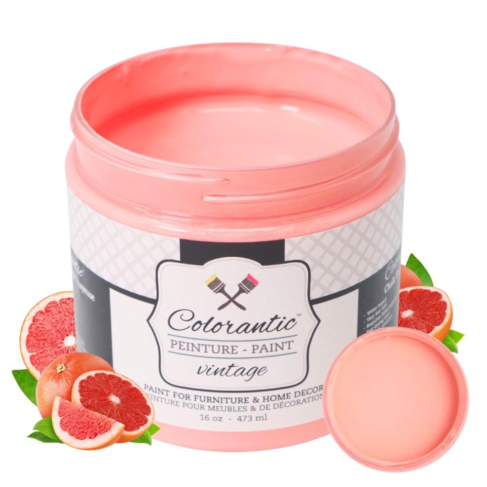 Colorantic | GRAPEFRUIT Chalk Paint for Furniture DIY - Multi-Surface All-in-One Craft Paint | PINK CORAL Home Decor Painting for Wood (8 oz)