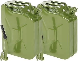 5.3 Gallon Metal Container with Spout and Handle, Green,2 Pack