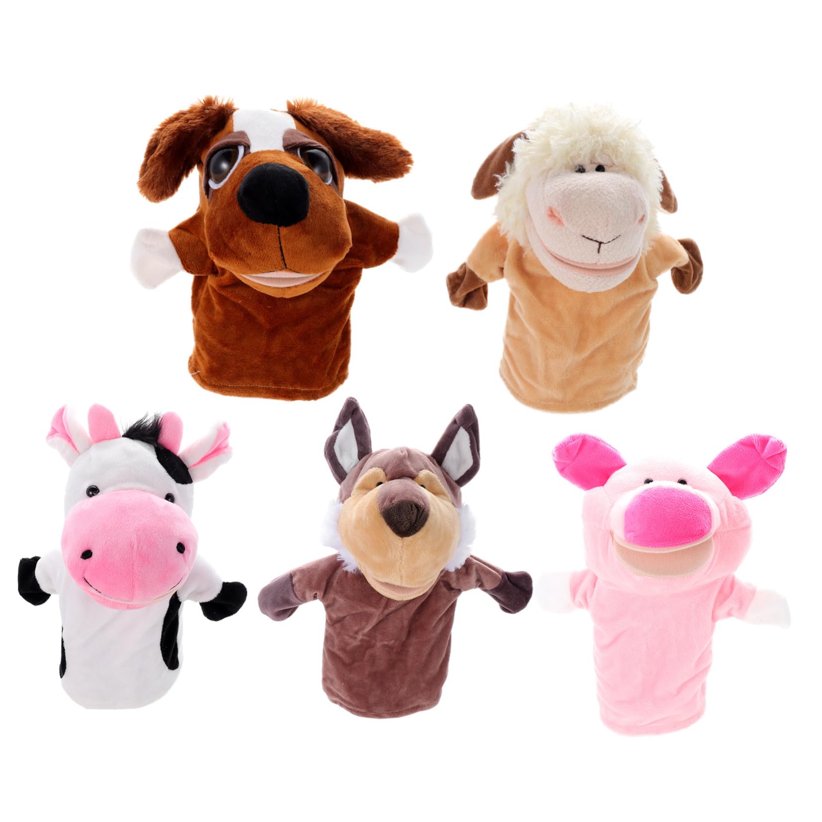 Marionetas de Mano Animales 5 Piezas de Peluche Corto | Relleno de Algodón Pp, Uso Interactivo y Juego de Rol, para Cuentos Antes de Dormir y Presentaciones
