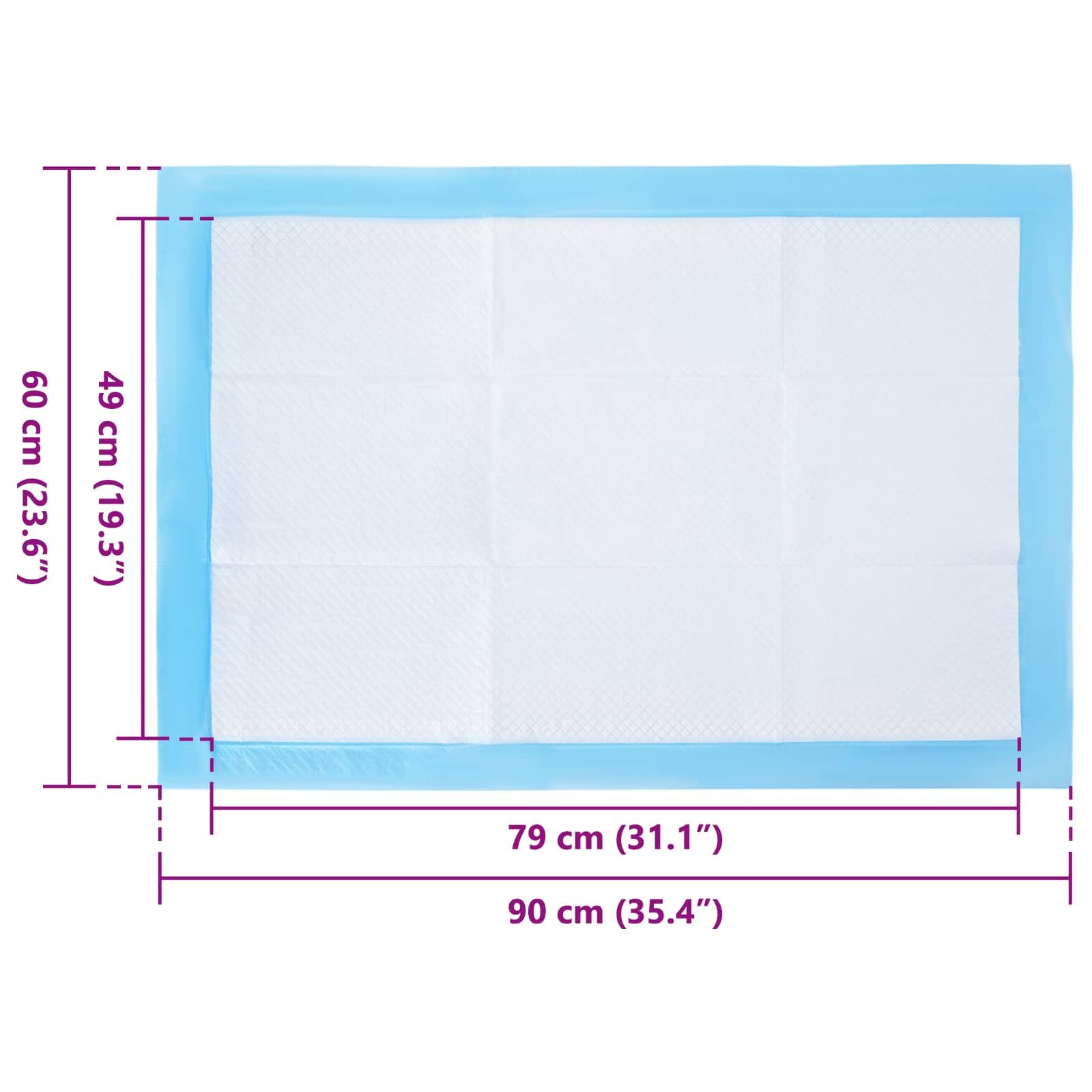 Włóknina podkładka treningowa dla szczeniaków, psów i kotów, 50 sztuk, 90 x 60 cm, chłonna, wodoszczelna, zabezpieczona przed wyciekiem, wiąże zapachy, higieniczna, do mieszkania i pudełka