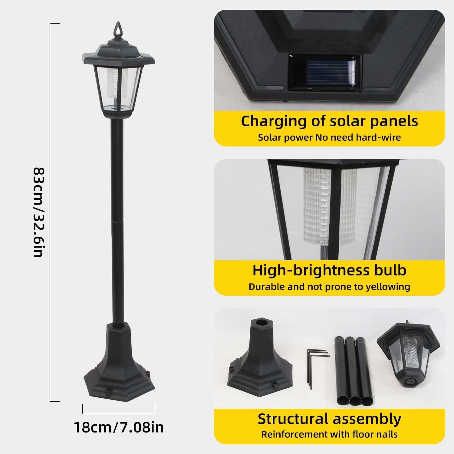 2 Pack 33" Solar Outdoor Floor Lamps,Solar Lamp Post Lights Waterproof Perfect for Festive Decoration in Gardens, Lawn, Patio, Front/Back Door