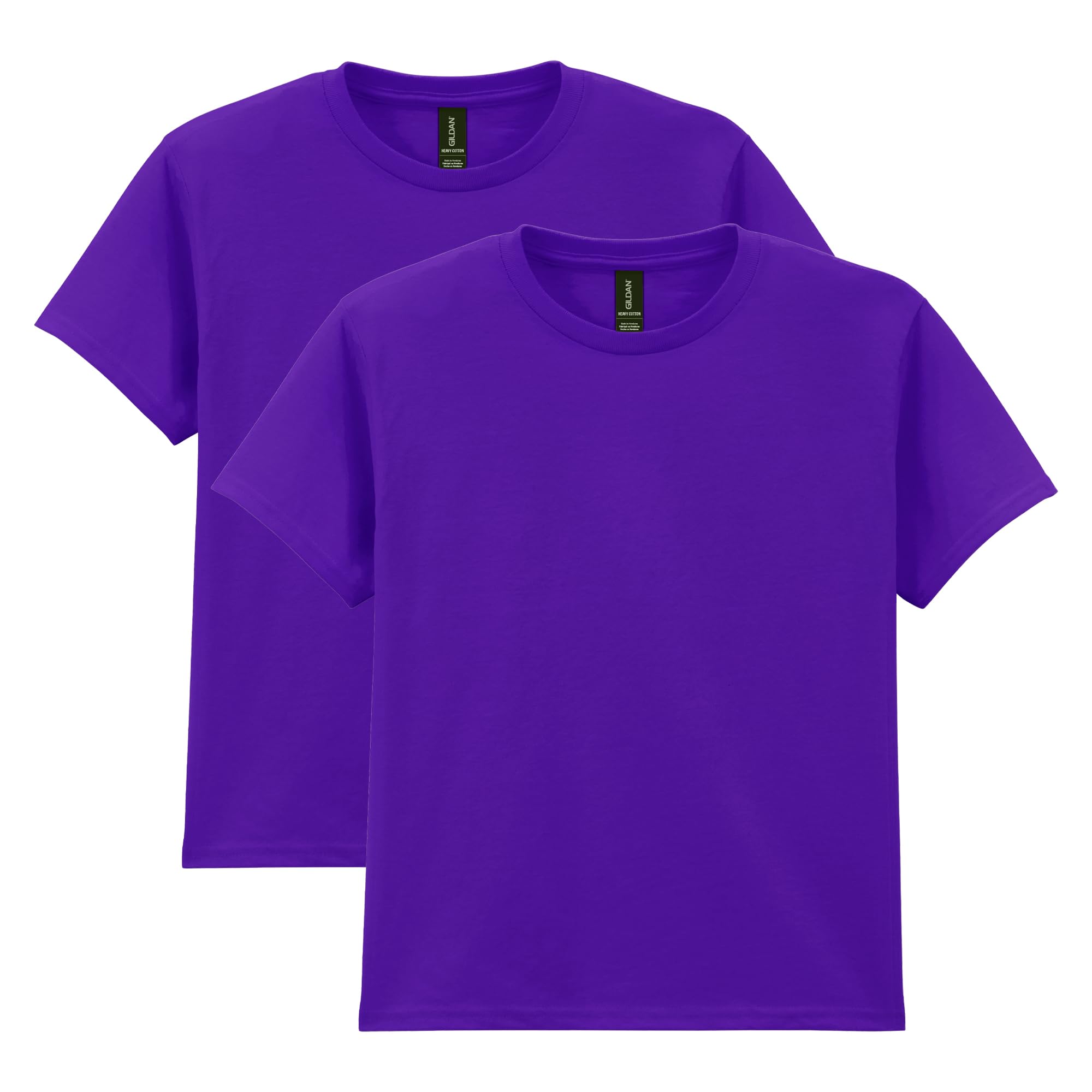 Gildan unisex child Gildan Youth Heavy Cotton T-shirt, Style G5000b, 2-pack T Shirt, Purple, X-Small US
