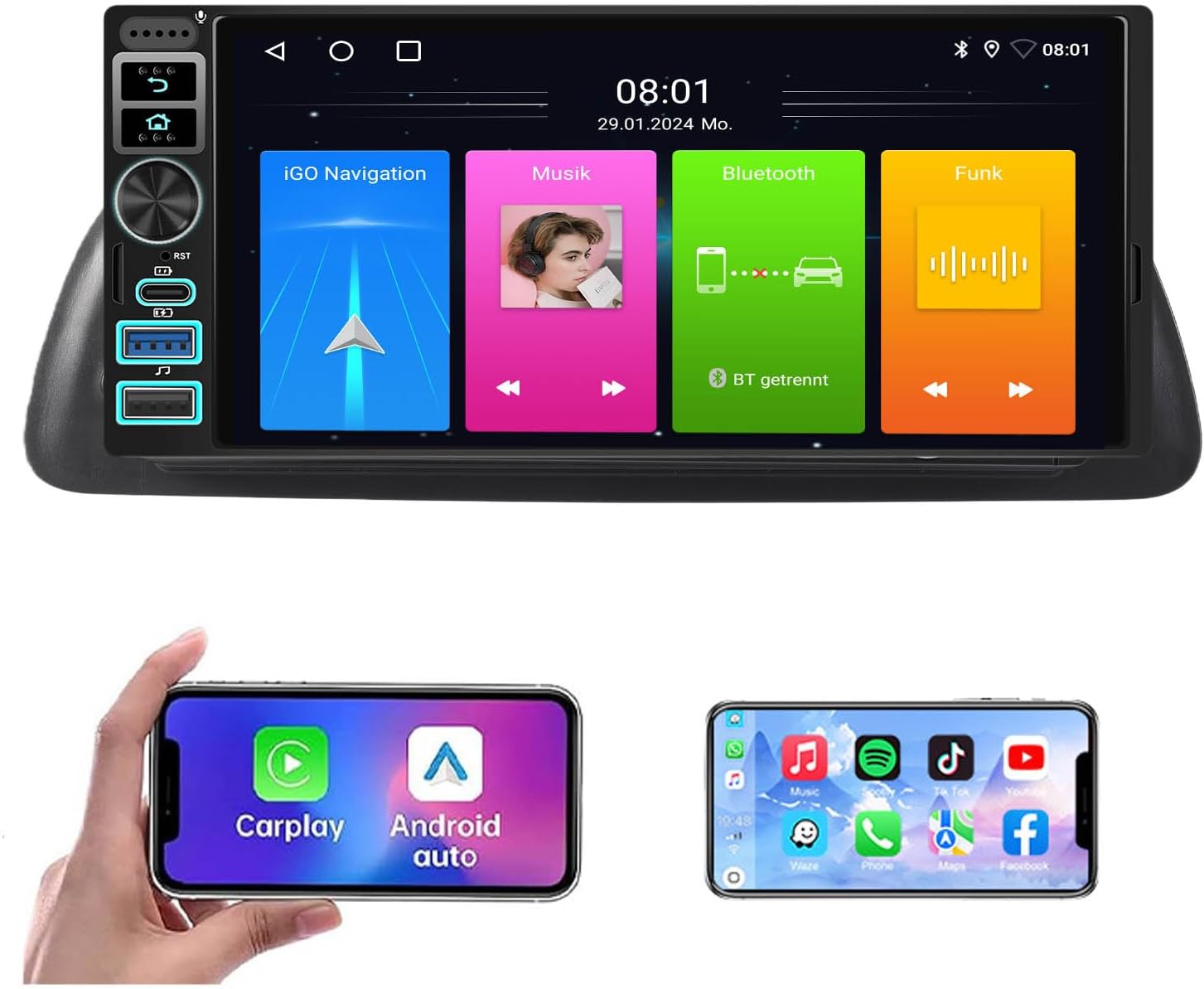 7" Carplay & Android Auto Touch Screen Car Stereo for Mercedes Freightliner Sprinter 2500 3500 Dodge Cargo VW LT MK II 2DL 2DM, Backup Camera, GPS Navigation, Voice Control, Mirror Link, Bluetooth