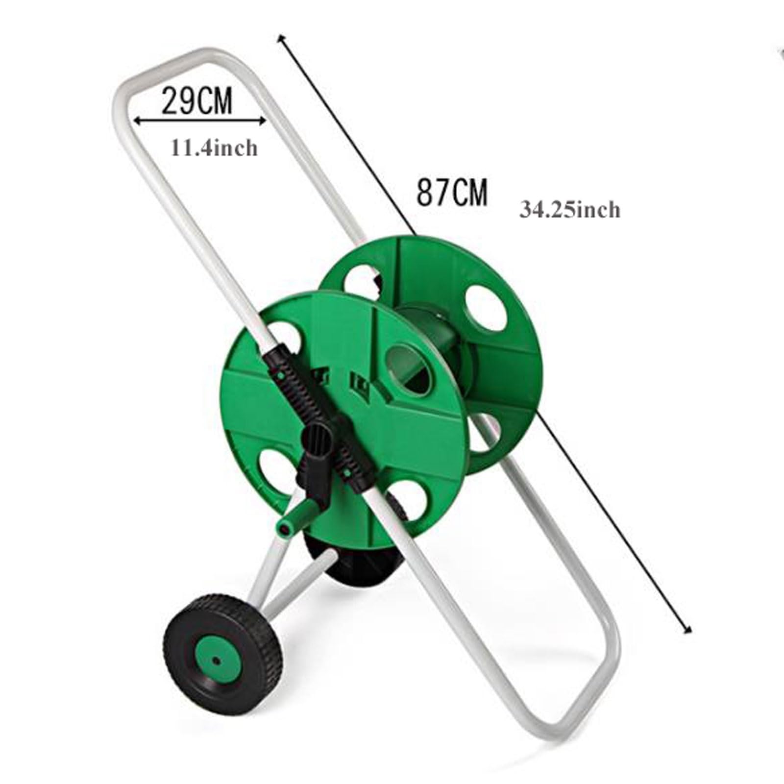 Soporte para manguera de agua resistente, carrito para carrete de manguera de jardín con guía de manguera integrada, soporte móvil con ruedas, capacidad para manguera de 50 m (164 pies) y 1/2", cons