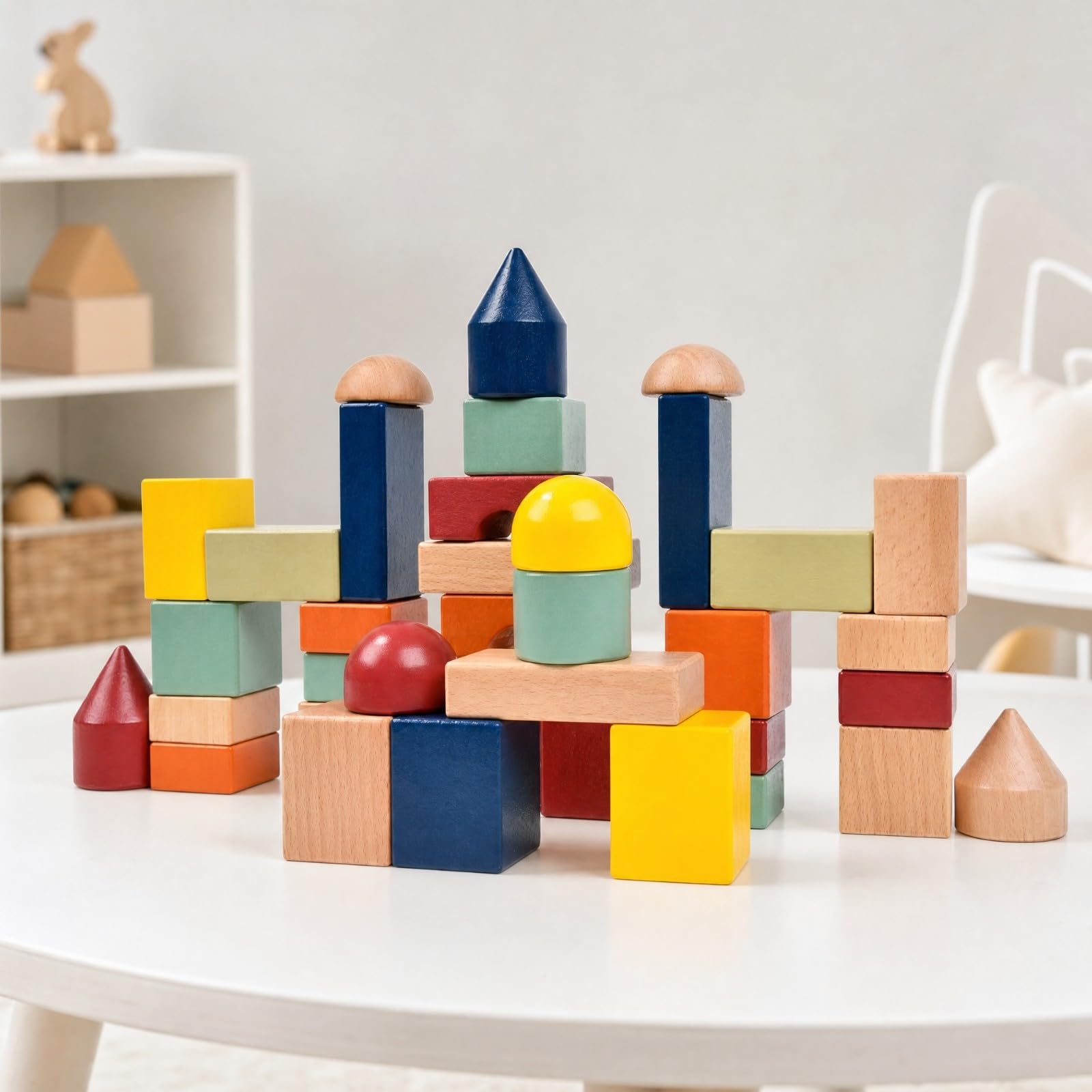 Milageto Juego Bloques con Formas Geométricas Variadas Colorido Juguete Bloques Voluminosos Seguro para Casa