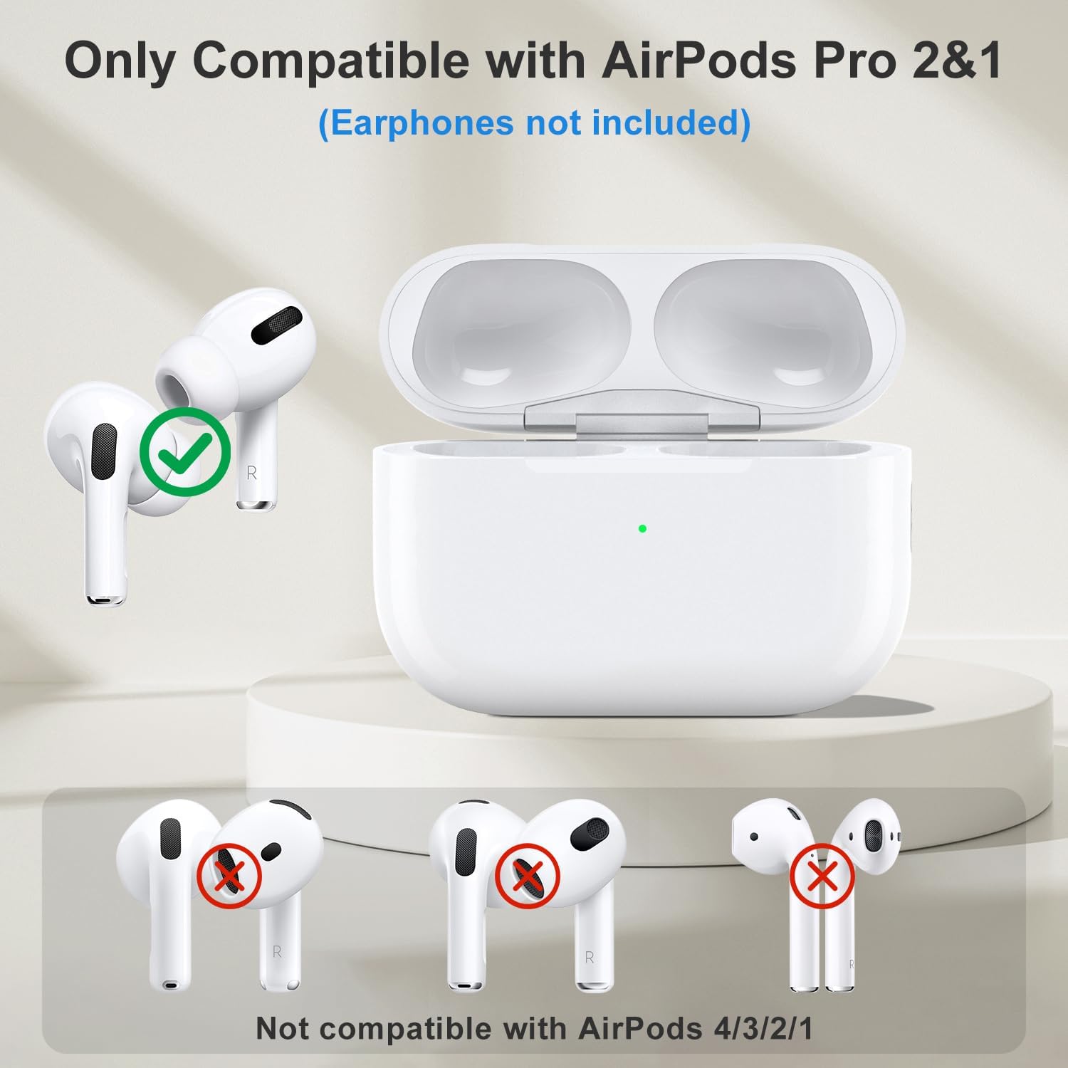 Wireless Charging Case for AirPods Pro 2nd & 1st, USB-C Port, Charger Case Replacement with Bluetooth Pairing Sync Button, Earphones Not Included (with Gray Lanyard)