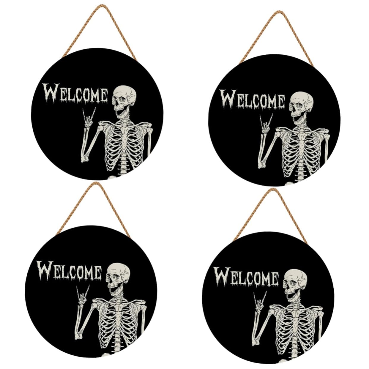 Ciieeo 4 Pz Decorazione Scheletro di Halloween Etichetta Appesa di Halloween Decorazione di Segni di Porta di Benvenuto del della Porta Corda di
