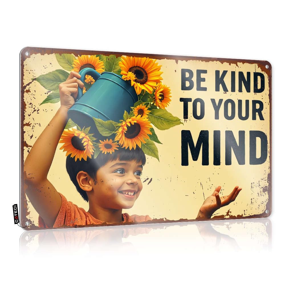 Funny Wall Signs Clock Vintage Style | Be Kind To Your Mind: A Joyful Reminder Grunge Gift For Her Home Decor(30X40CM)