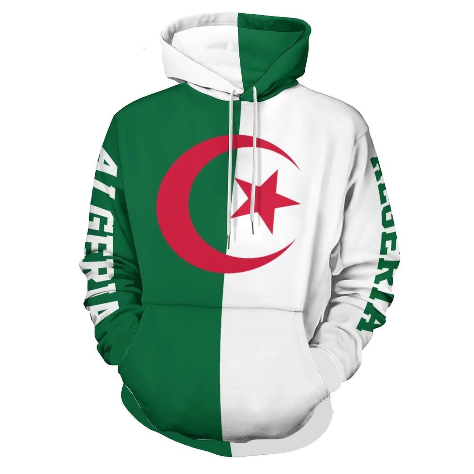 Sweat avec badge drapeau de l'Algérie imprimé tendance - 7
