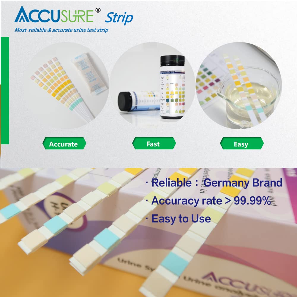 Test delle Urine 100 Strisce Reattive per Urine - 10 Parametro Striscia Test per Analisi delle Urine - Glucosio, Chetone, Proteina, Valore pH, Nitrito, Bilirubina, Gravità specifica, Sangue...
