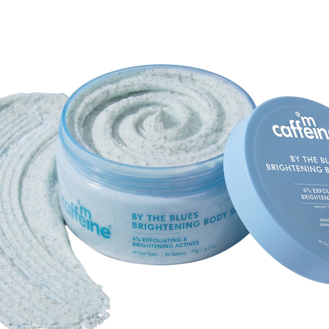 mCaffeine By The Blues Brightening & Exfoliating Body Scrub | 6% Multi-Action Actives with Niacinamide, Walnut & Apricot | Glycerin for Hydration | Aqua-Fresh Fragrance - 175g-image-4