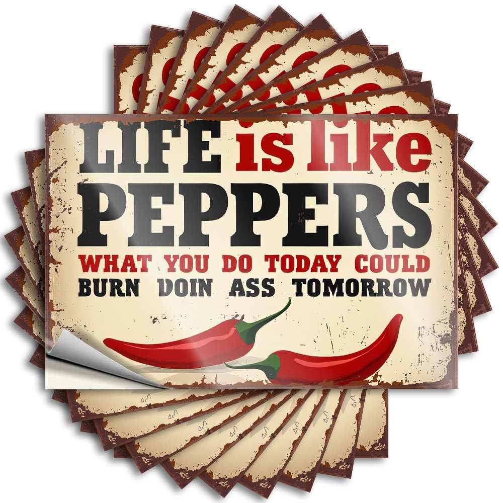 Life is Like Peppers. Affirmation Tattoos | Christmas Waterproof Vinyl Helmet Thankful Removable Decal Peel Stick(8X12CM)