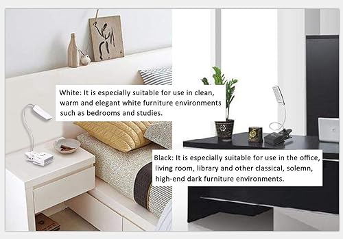 Miniatura 8 de IHAHA Luz de libro para leer en la cama, luces LED de libro con clip, lámpara de escritorio portátil con pilas USBDC y AA, 3 niveles de brillo para