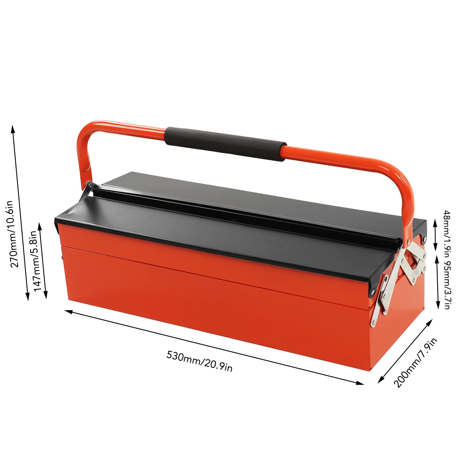 Wspornik do Przechowywania Narzędzi Blacha Walcowana na Zimno Składany Organizer na Narzędzia 2-warstwowa 3 Taca 530x200x147mm Pogrubiona Malowana Metalowa Obudowa do Warsztatu Garażowego