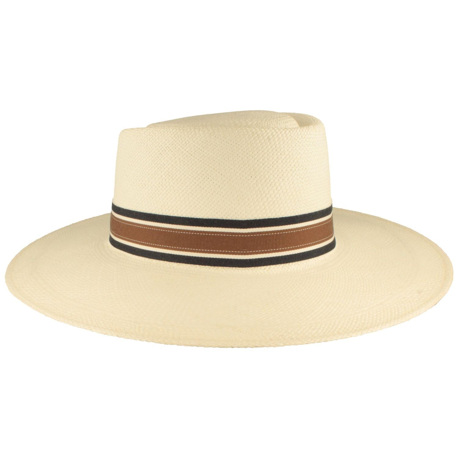 Breiter Sombrero Panamá Original para Mujer Sombrero de Paja de Ecuador Sombrero de Verano Bolero Tradicional Tejido a Mano Protección UV 50+