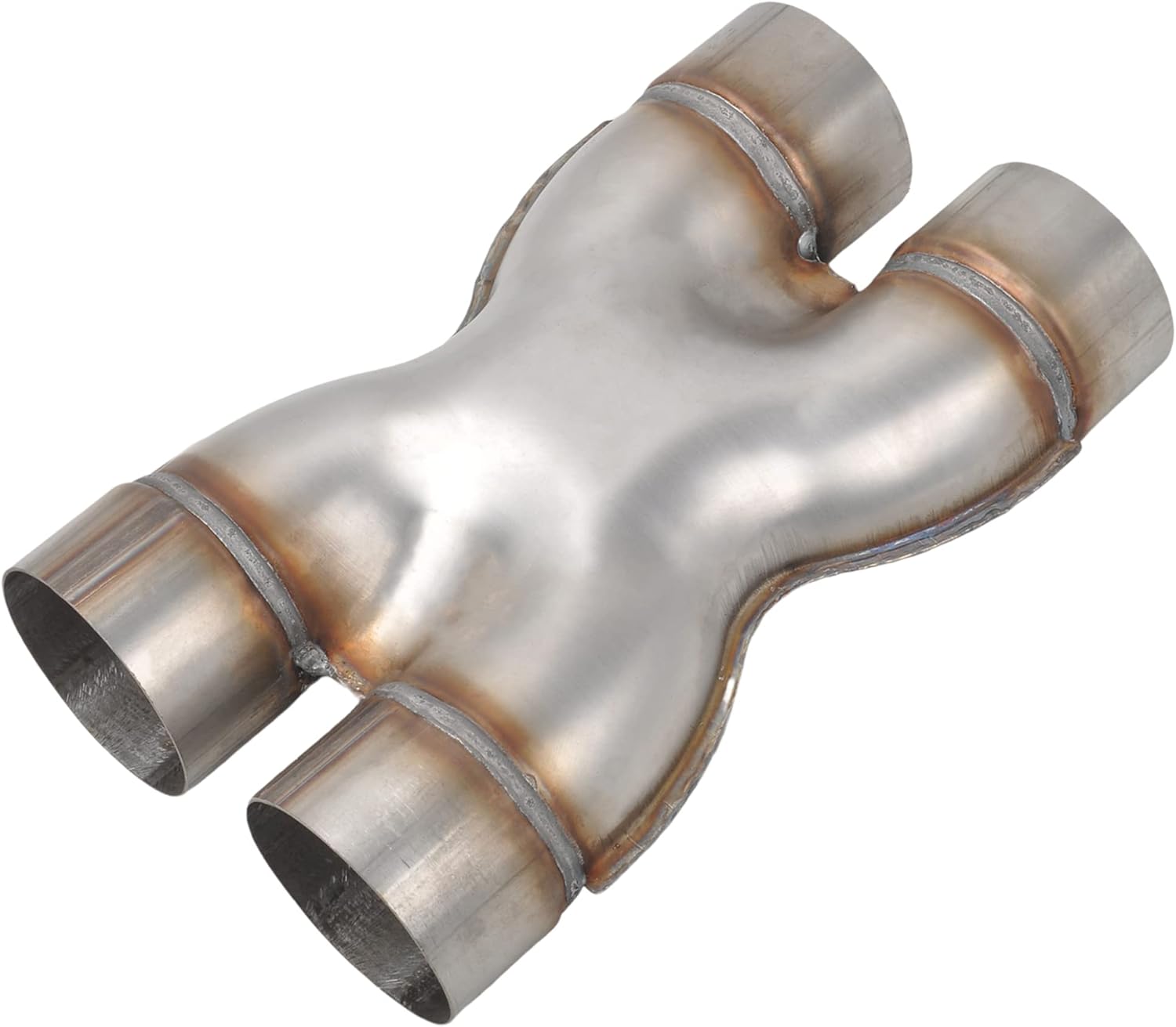 T409 Stainless Steel X Pipe 3'' Inch ID Dual to 3'' Inch ID Dual Stamped Exhaust Adapter Connector, Crossover X-Pipe,Overall Length: Approx. 12", Universal