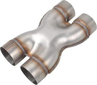 T409 Stainless Steel X Pipe 3'' Inch ID Dual to 3'' Inch ID Dual Stamped Exhaust Adapter Connector, Crossover X-Pipe,Overall Length: Approx. 12", Universal