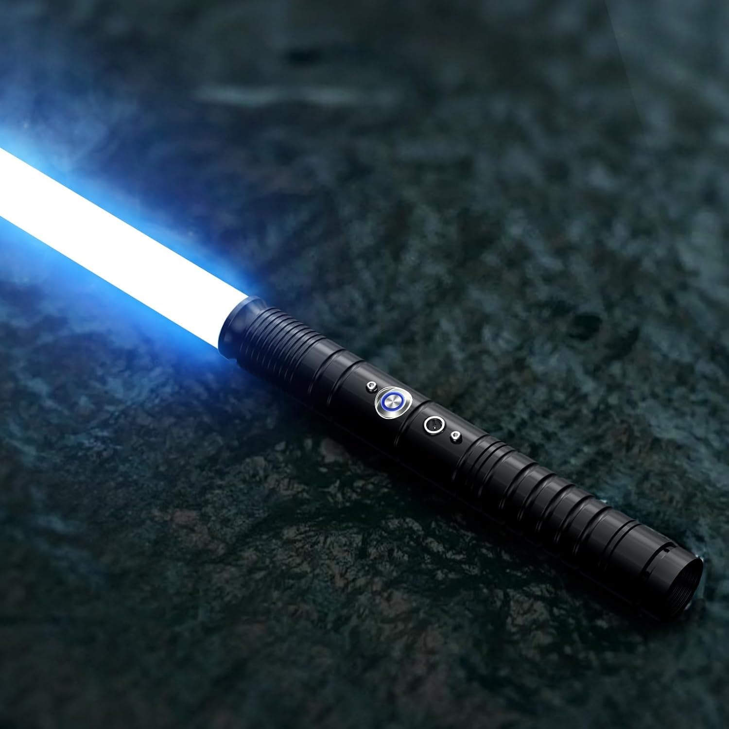 Lischwert Spada laser, RGB 7 colori, 3 modelli, spada laser, effetti sonori vibranti e combattimenti, giocattolo regalo e cosplay per bambini dai 6 anni in su, 77 cm, colore: nero