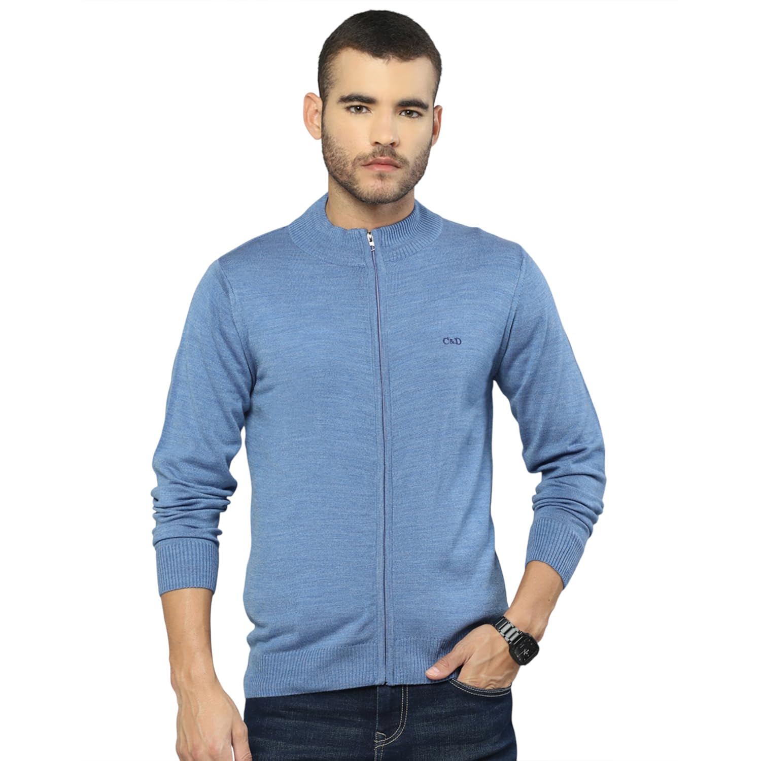 Men's Regular Fit Solid Pattern Collar Neck Zipper Full Sleeve Winter Pullover | Warm Woolen Sweater for Men |Comfortable Knitted Winter Wear for Men (Pack of 1)