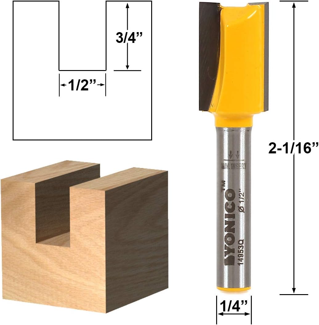YONICO Router Bits Set Straight 5 Bit 1/4-Inch Shank 14522q
