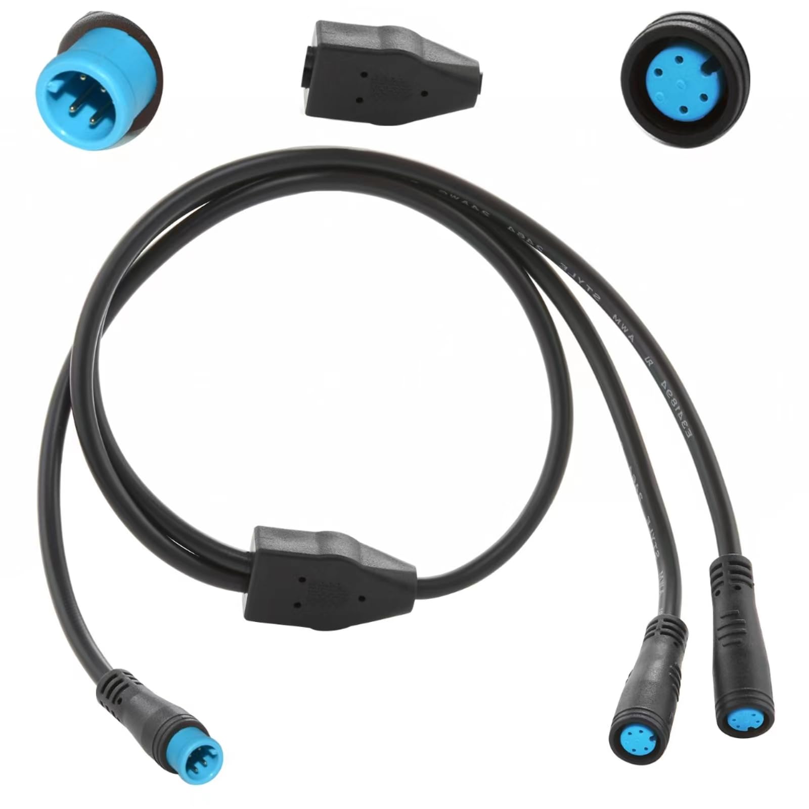 EDENCOMERS Electric Bicycle 1T2 Extension Cable Y-Split Extension Wire with Waterproof Connector for Ebike Light, Gear Sensor and Brake in Ebike