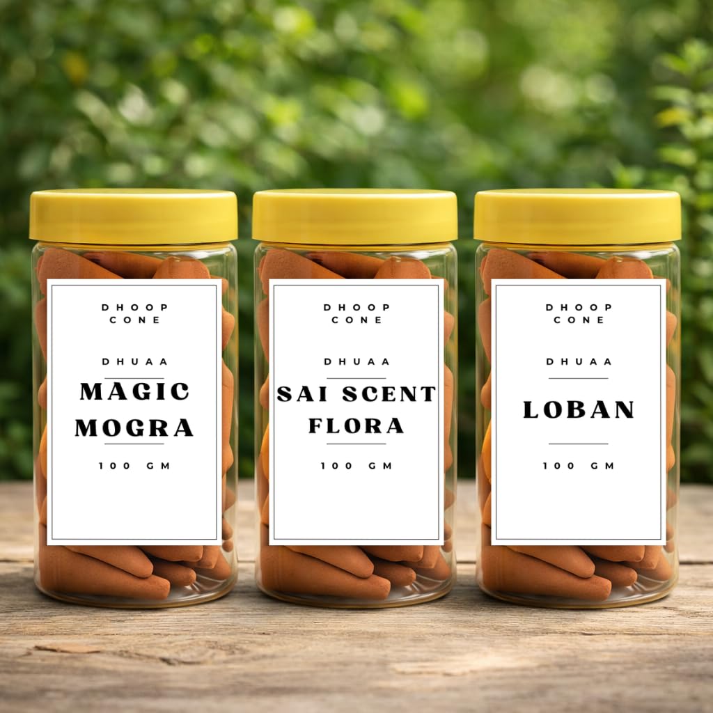 Dhoop Cones Combo, Magic Mogra, Sai Scent Flora and Loban, 100 gm Each, 3 Jars, Cone Form-image-13