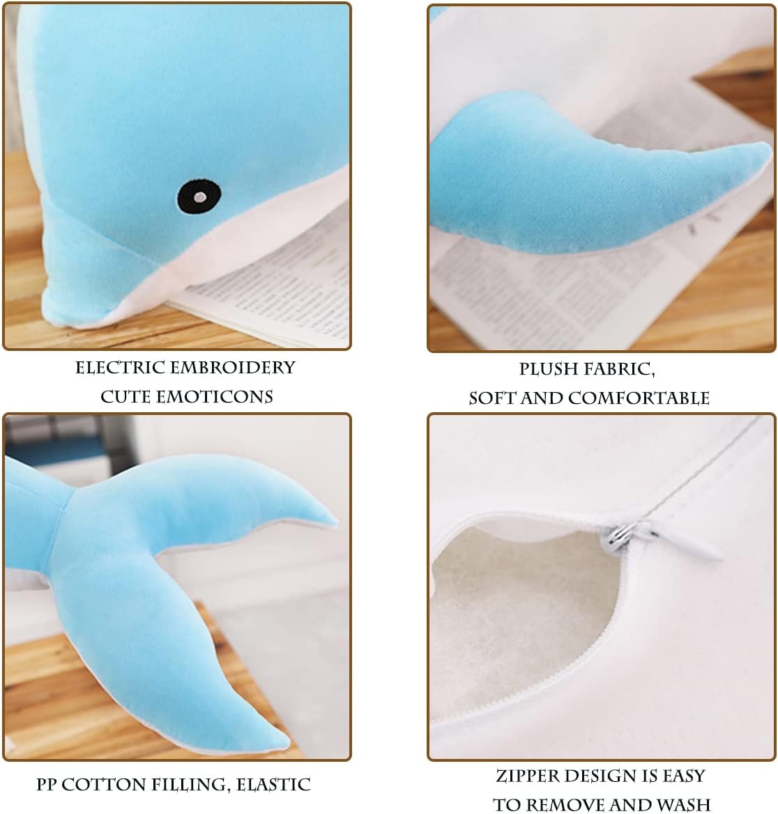 Kekeso Dolphin Plush Toys Lovely Stuffed Soft Animal Hugging Pillow Dolphin Dolls for Children Girls Sleeping Cushion Gift (100cm/39.37inch - Image 4