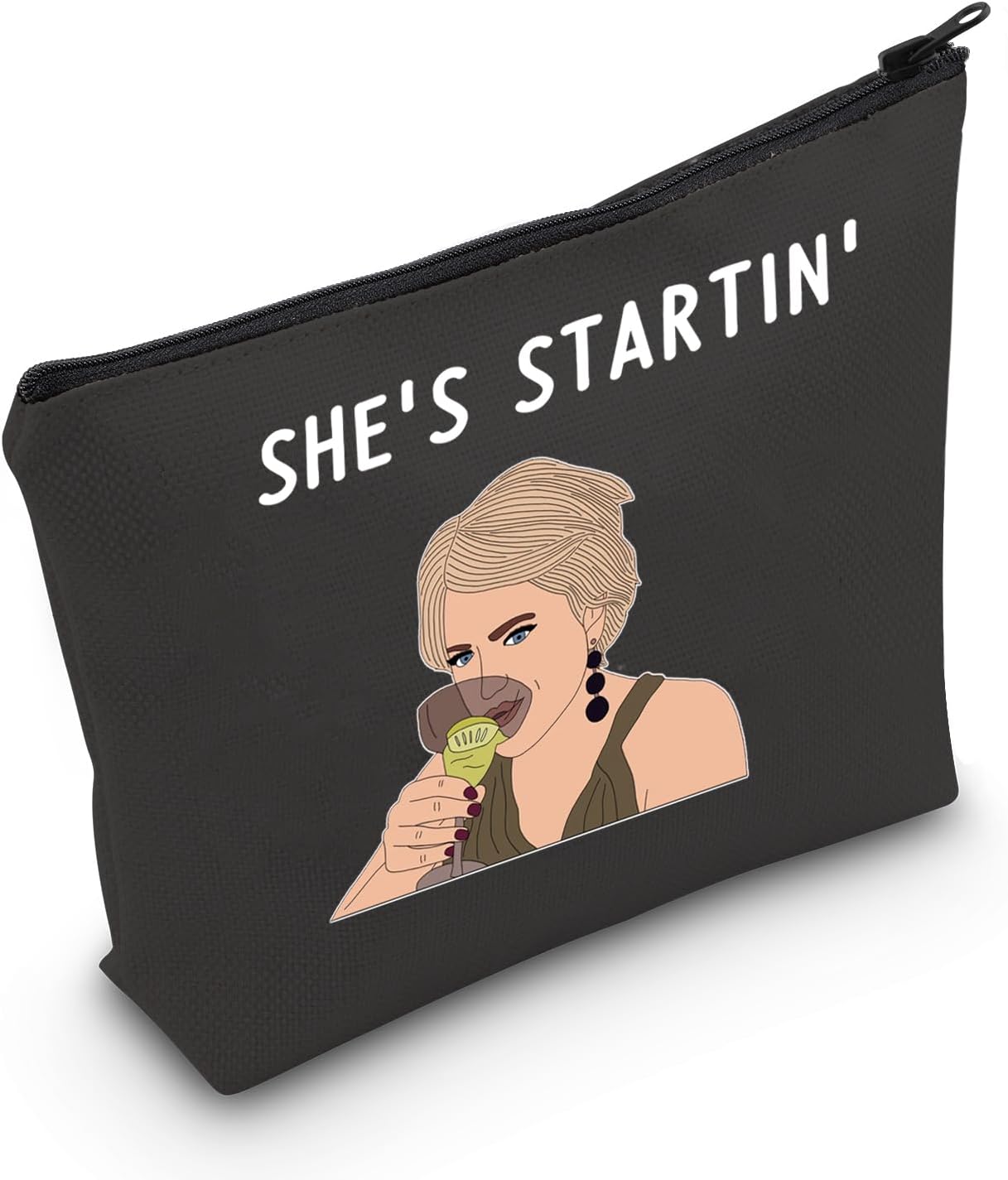 LEVLO Funny Housewives Gifts She's Startin' Makeup Bags Housewives Party Gifts (She's Startin-black)