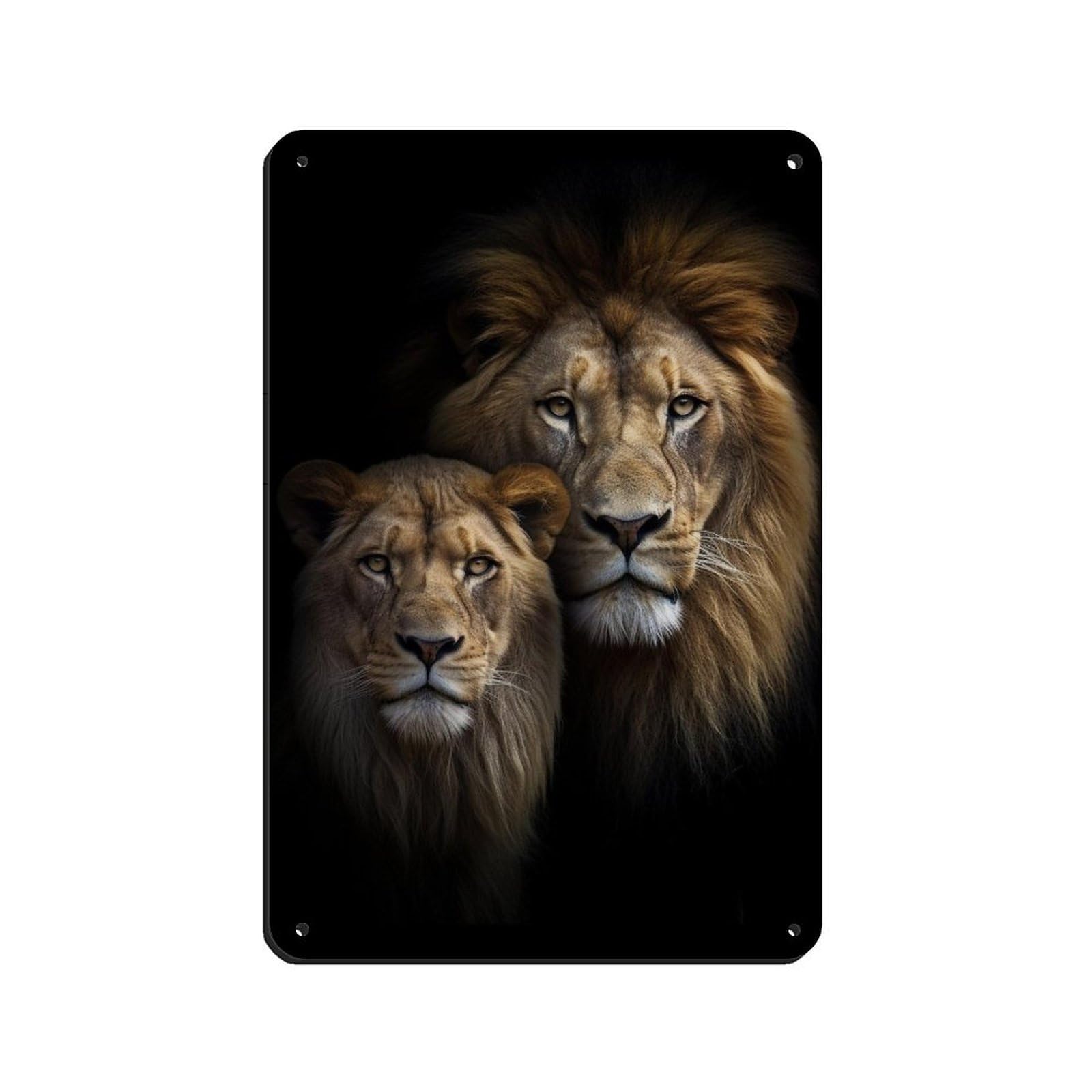 Lion And Lioness Tin Sign Vintage Metal Pub Club Cafe Bar Home Wall Art Decoration Poster Retro 8x12inch(20x30cm)