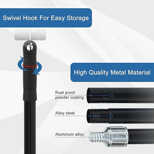 Miniatura 6 de PBHEPJ Escoba de empuje de 24 pulgadas para exteriores, resistente, escoba de tienda con banda de 60 pulgadas de largo para limpiar azulejos al aire