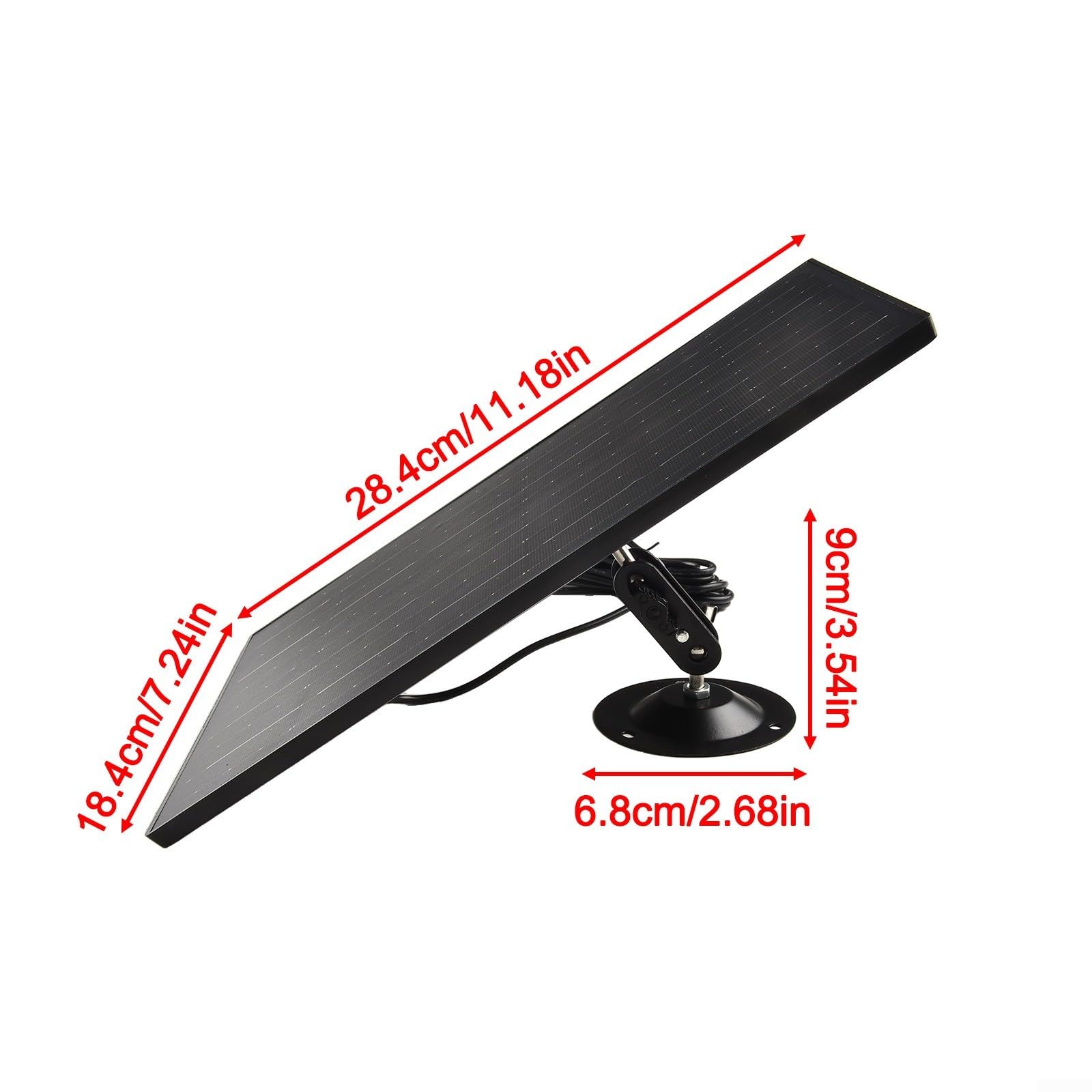 Besttoolifes Panel słoneczny do kamery bezpieczeństwa, panel słoneczny USB 10 W do kamery bezpieczeństwa DC 5 V, port USB i USB-C, wodoodporna ładowarka solarna IP65 do kamery z regulowanym montażem