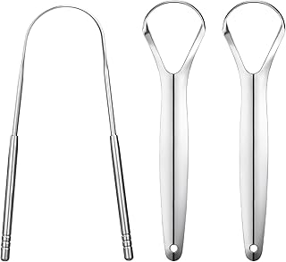 WENOVL Tongue Scraper, 100% BPA Free Metal Stainless Steel Metal Tongue Scraper, Reduce Bad Breath Tongue Cleaner, Tongue Scraper for Adults, Kids (3 Pack)