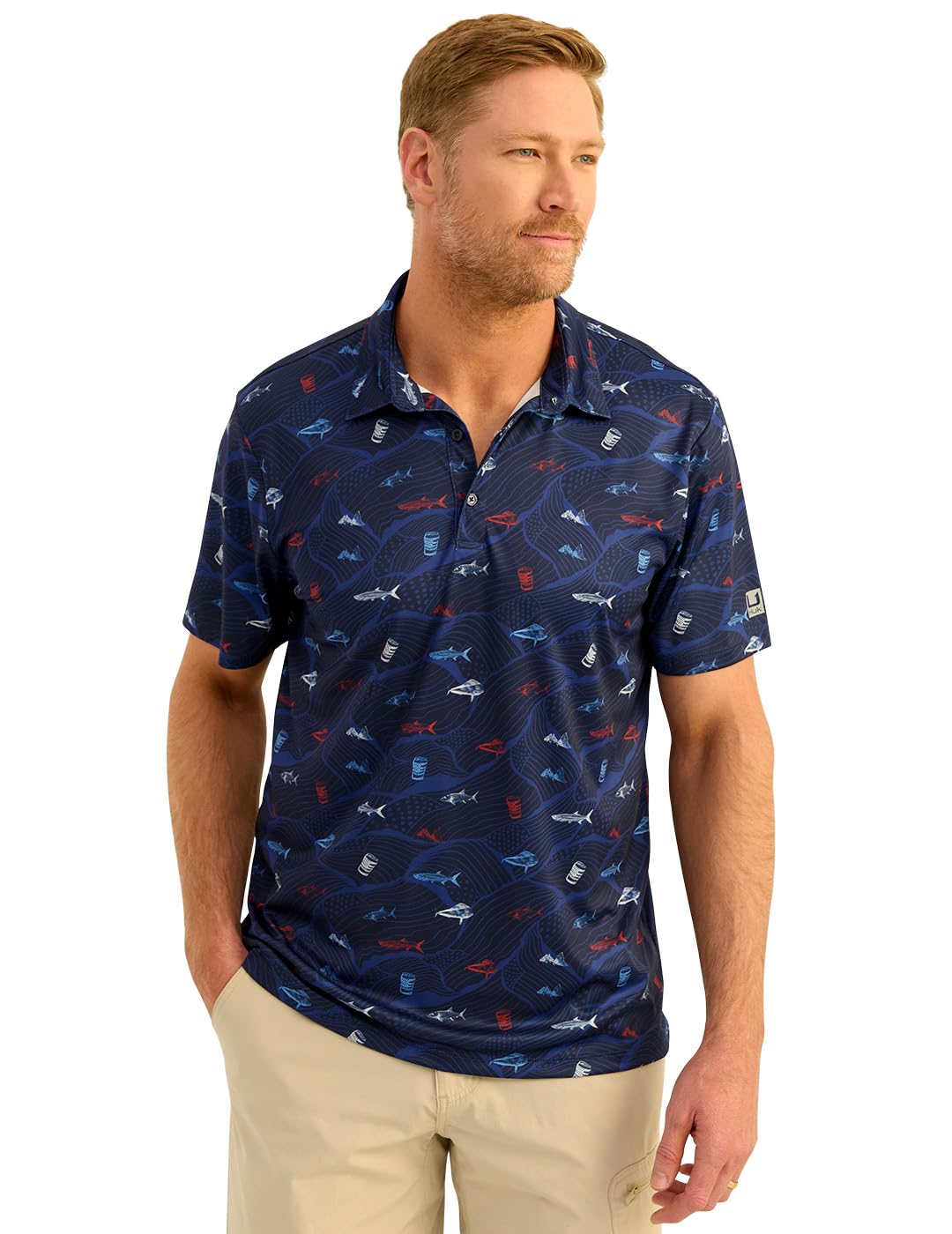 HUK Pursuit Pattern Polo, Performance Short Sleeve Polo Shirt H1200635 Uomo