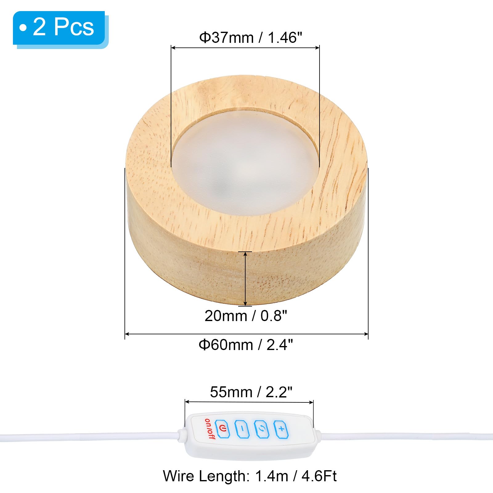 PATIKIL 2.4 Inch Wooden LED Light Base - Image 2